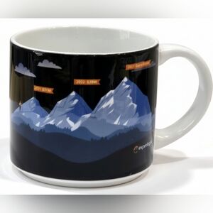 Experlogix Promotional Coffee Cup Mug Mountain Scene Skier Mission Statement